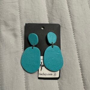 Teal, clay earrings - NWT